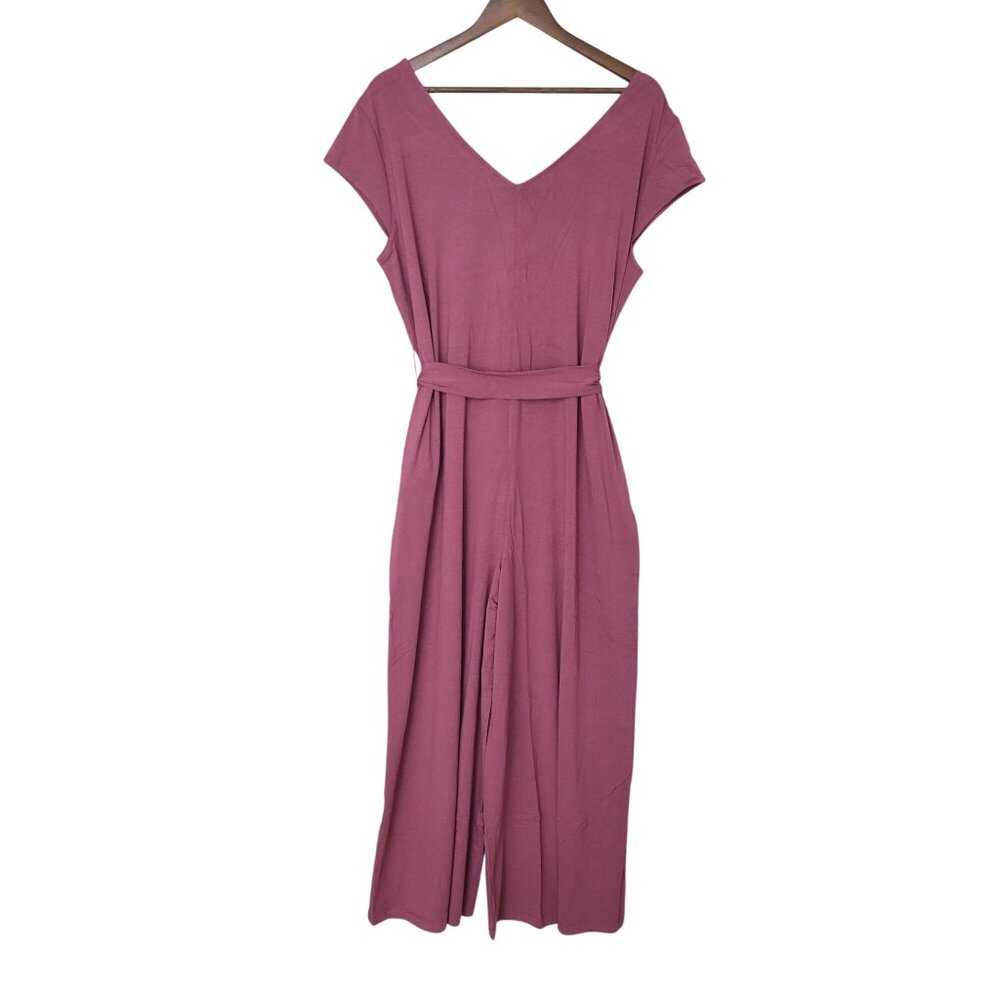 Betabrand Day to Night Jumpsuit Womens Size XL Mauve Tie Waist Stretch NWOT - Picture 2 of 7